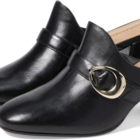 NEW BERNARDO Made In Brazil Leather Natasia Heeled Mules black for women 764tn - Picture 9 of 10